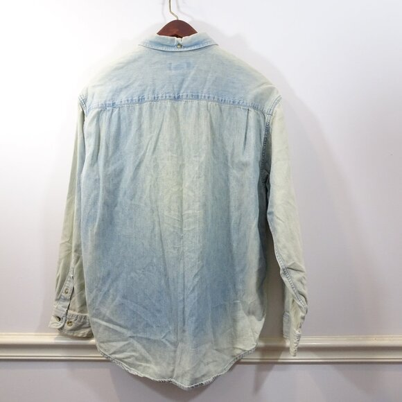 EDDIE BAUER VTG 90s Y2K DENIM JEAN COTTON BUTTON DOWN CASUAL SHIRT WOMENs SZ M - Picture 5 of 6